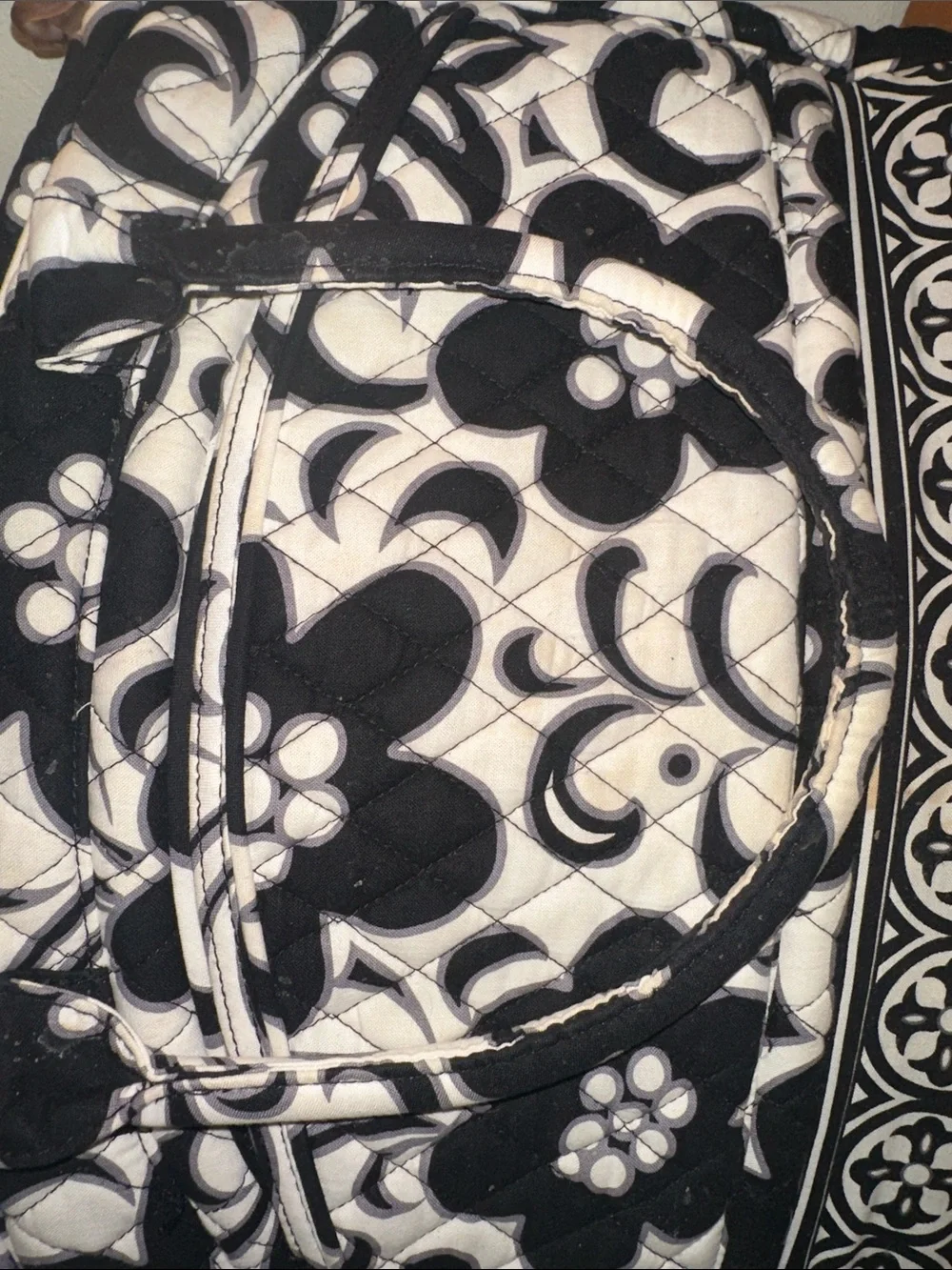 Vera Bradley Black & White Quilted Floral Baby Bag